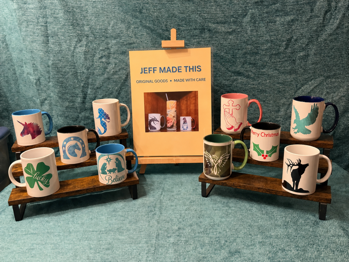 A colorful collection of items made by Jeff
