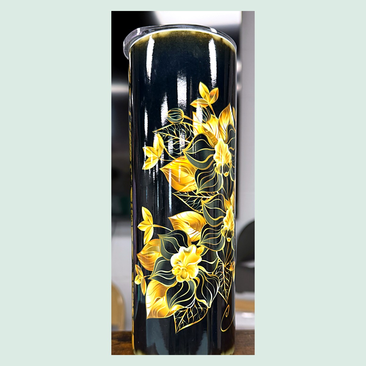 Gold Floral Tumbler